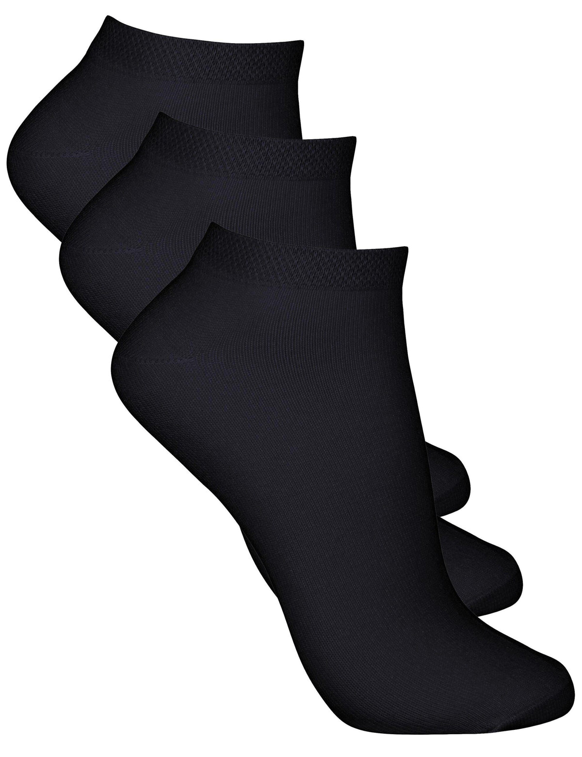 3-pack ankelstrumpor i bambu – Svart