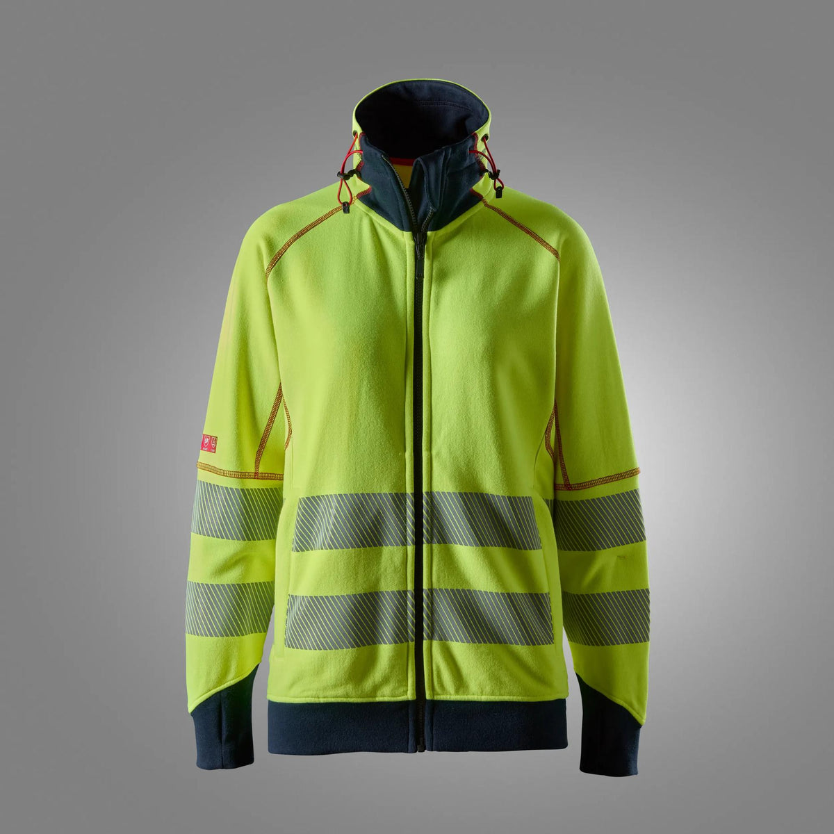 ProtecWork, sweatshirt med hellång dragkedja och ljusbågsskydd, dammodell, varsel klass 3/2