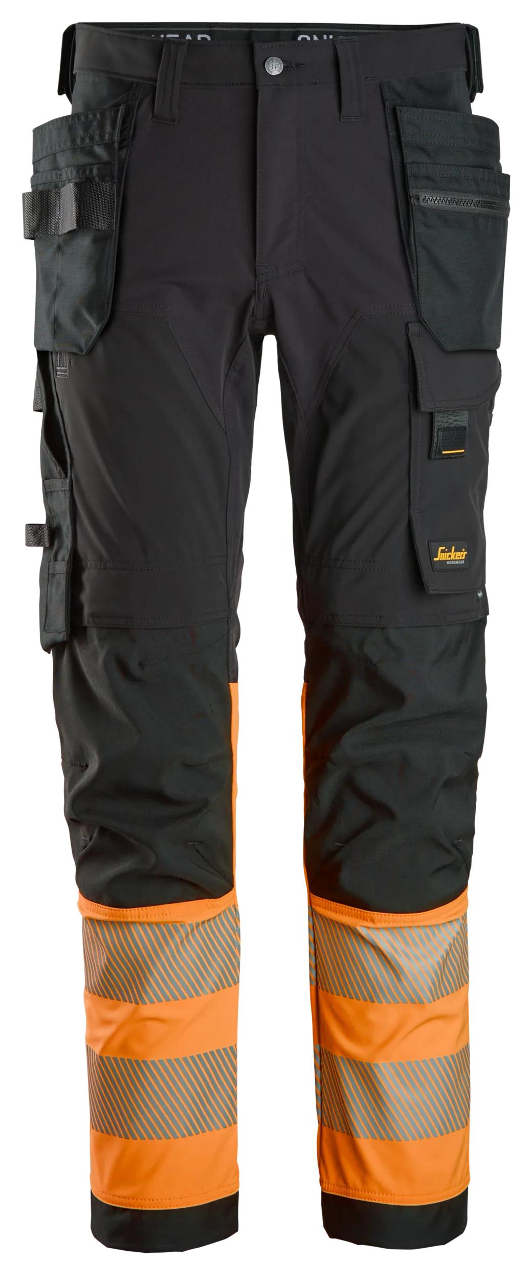 High-Vis, Varselbyxor med 4-vägsstretch och hölsterfickor, klass 1