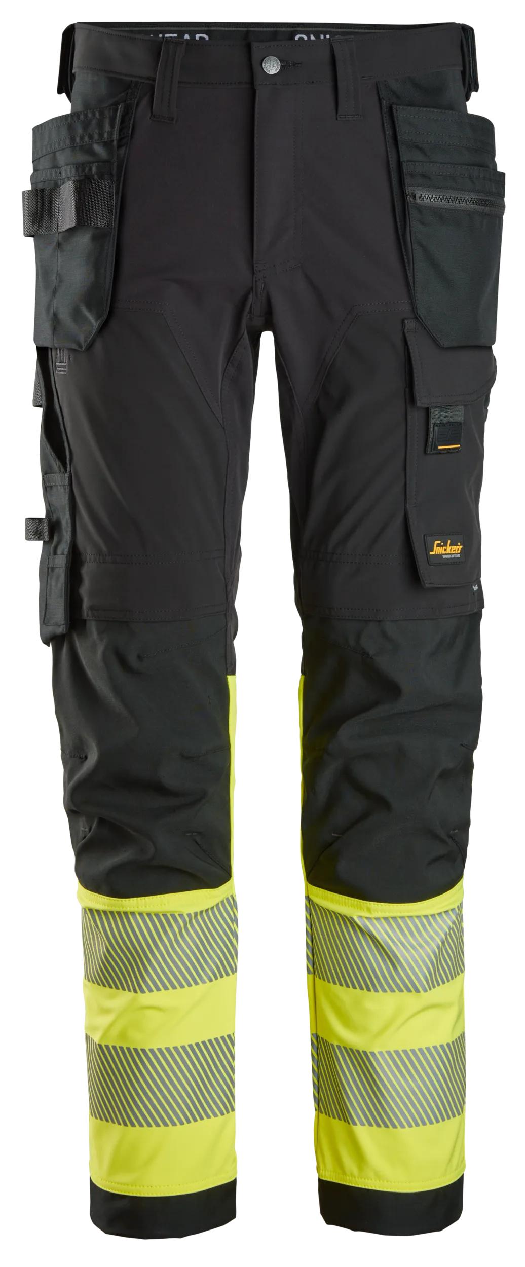 High-Vis, Varselbyxor med 4-vägsstretch och hölsterfickor, klass 1