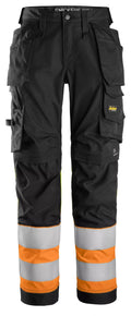 High-Vis, Varselbyxor med stretch och hölsterfickor dam, klass 1