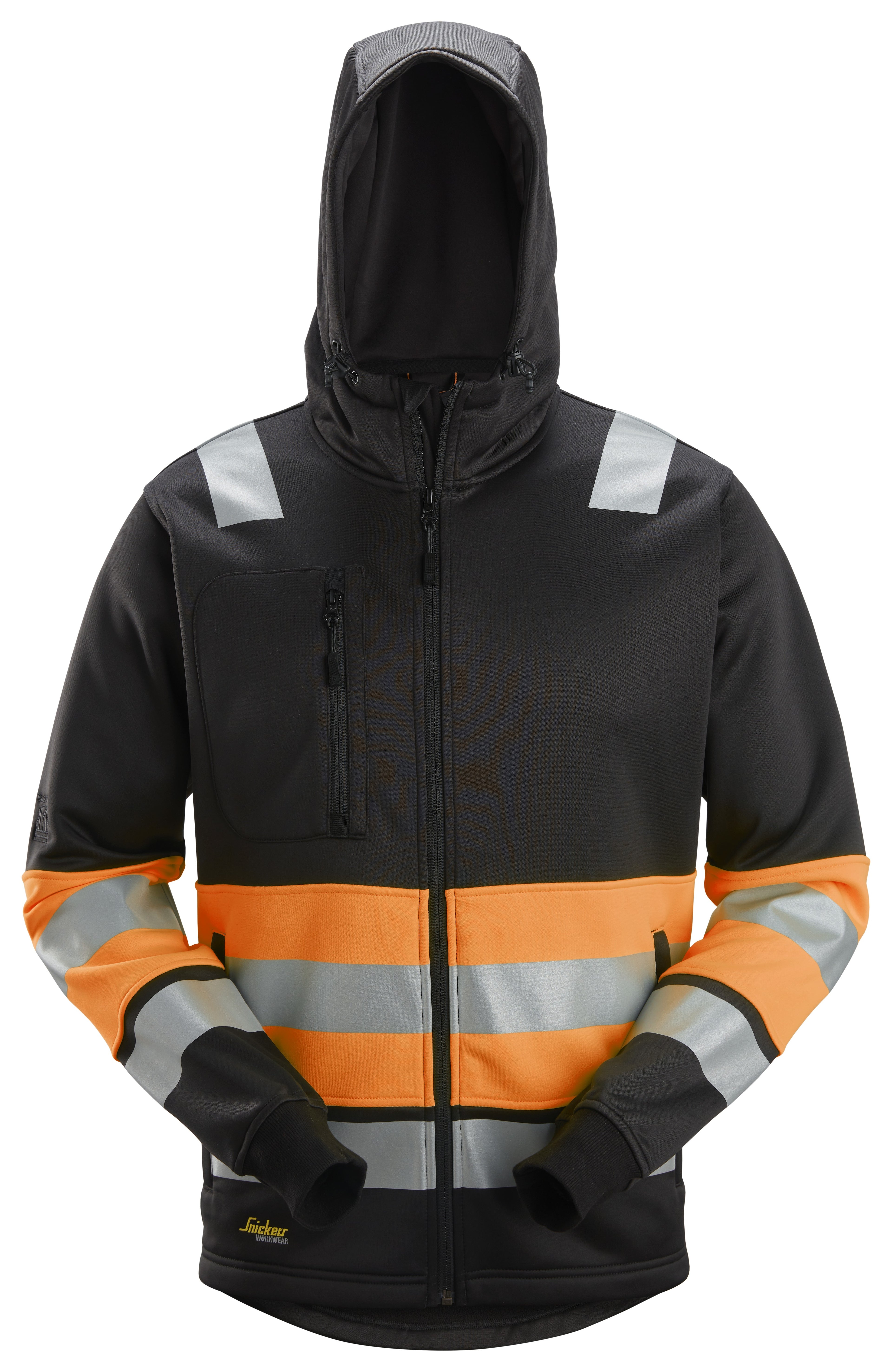 High-Vis, Varselhuvtröja med hellång dragkedja, klass 1