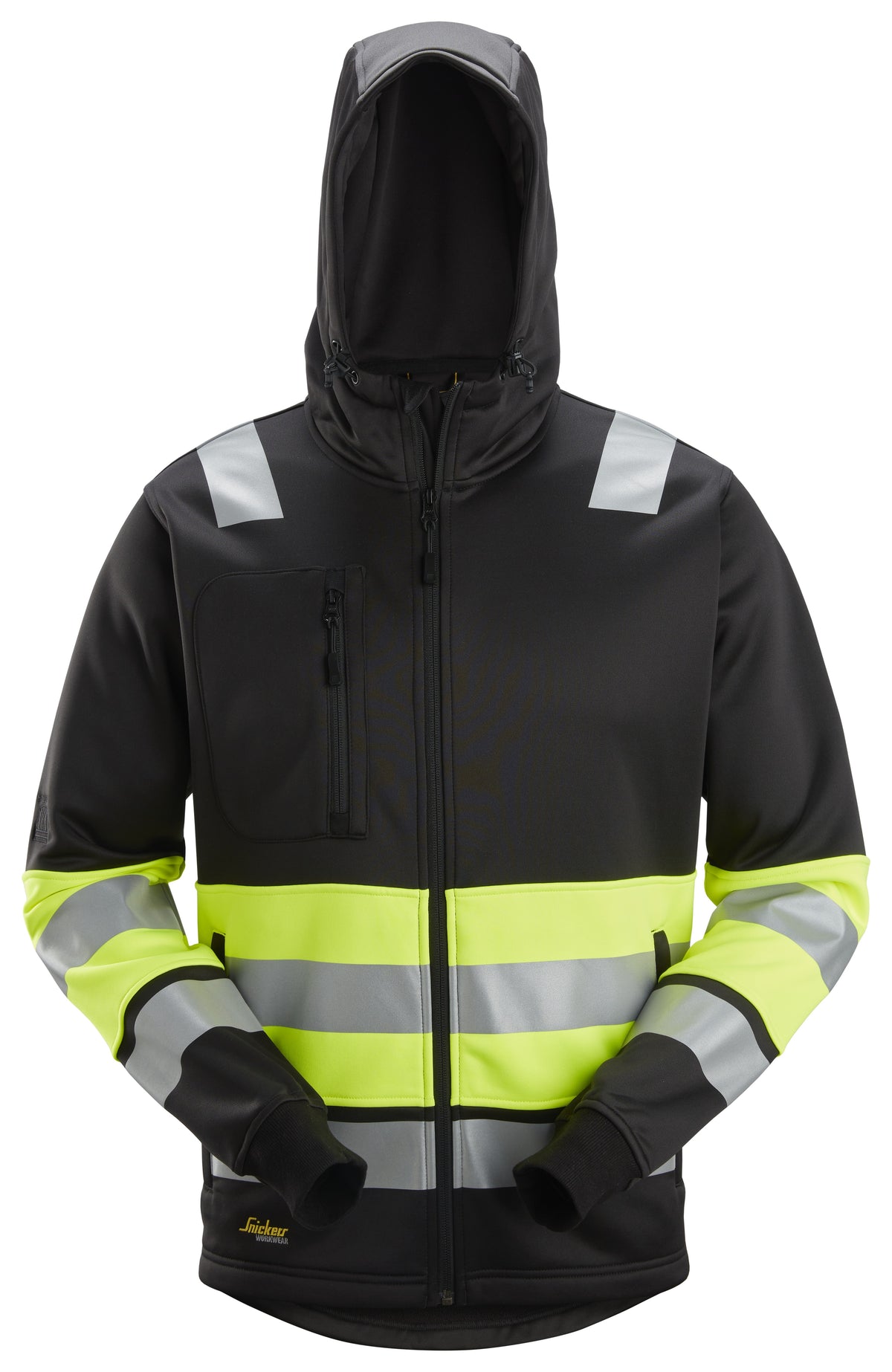 High-Vis, Varselhuvtröja med hellång dragkedja, klass 1